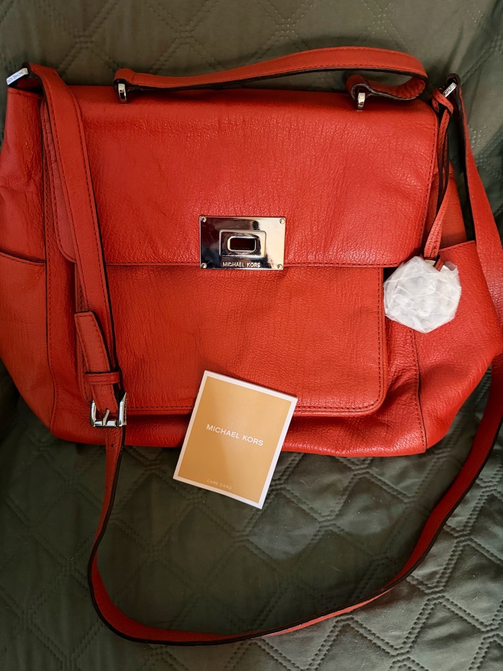Michael Kors purse, orange, with crossbody strap
